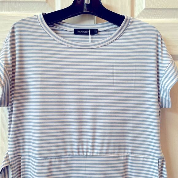 BLUE STRIPPED DRESS SIZE LARGE NWT - Picture 3 of 7